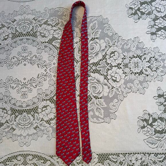 Alynn Neckwear Horse with Blanket Red / Blue Silk Tie 59" L 4" W Equestrian USA - Picture 5 of 8